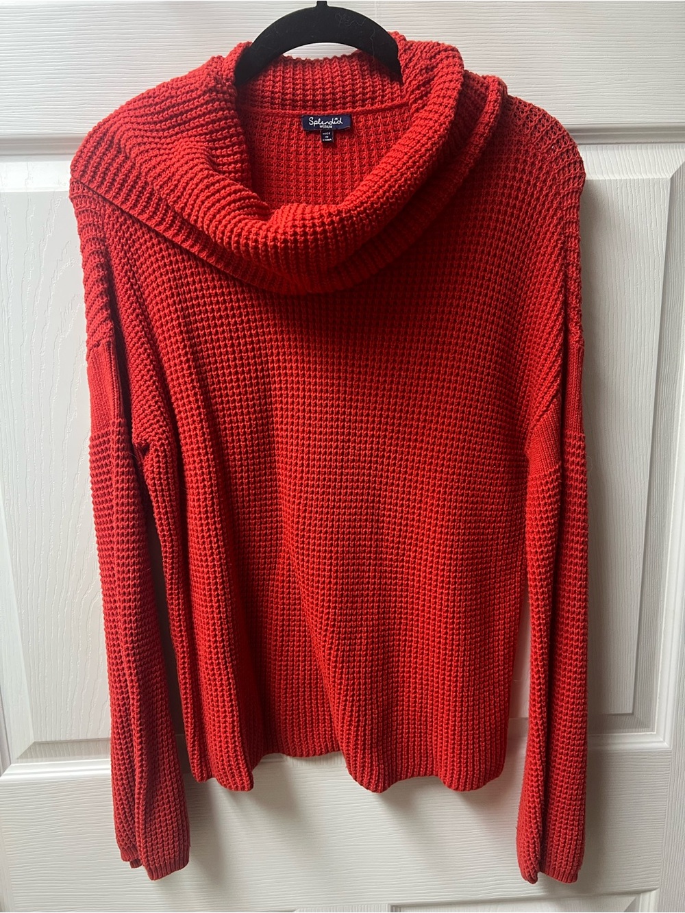 Splendid Red Cowl Neck Waffle Knit Sweater